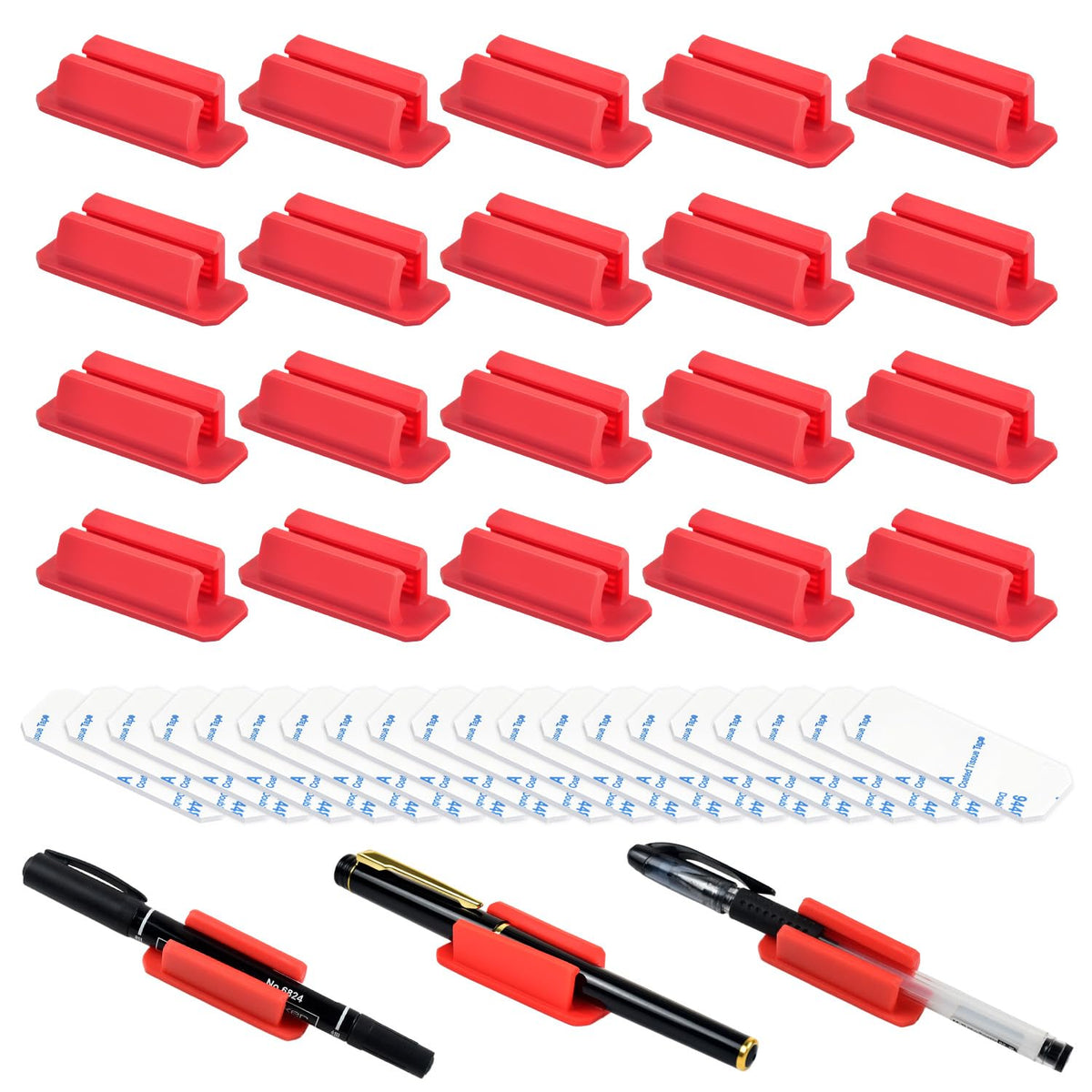 20 Pack Colorful Adhesive Silicone Pen Holders Pencil/Marker Clips For Desk
