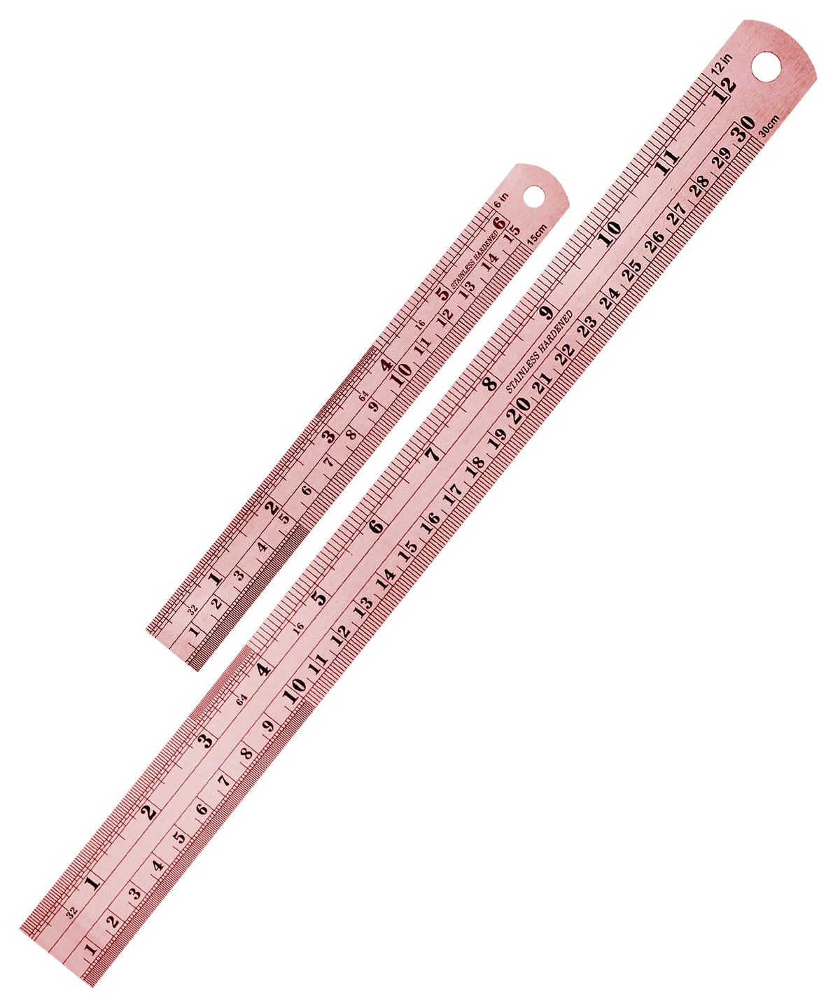 Mr. Pen- Metal Straight Edge Ruler, 2 Pack, 6" and 12", Rose Gold