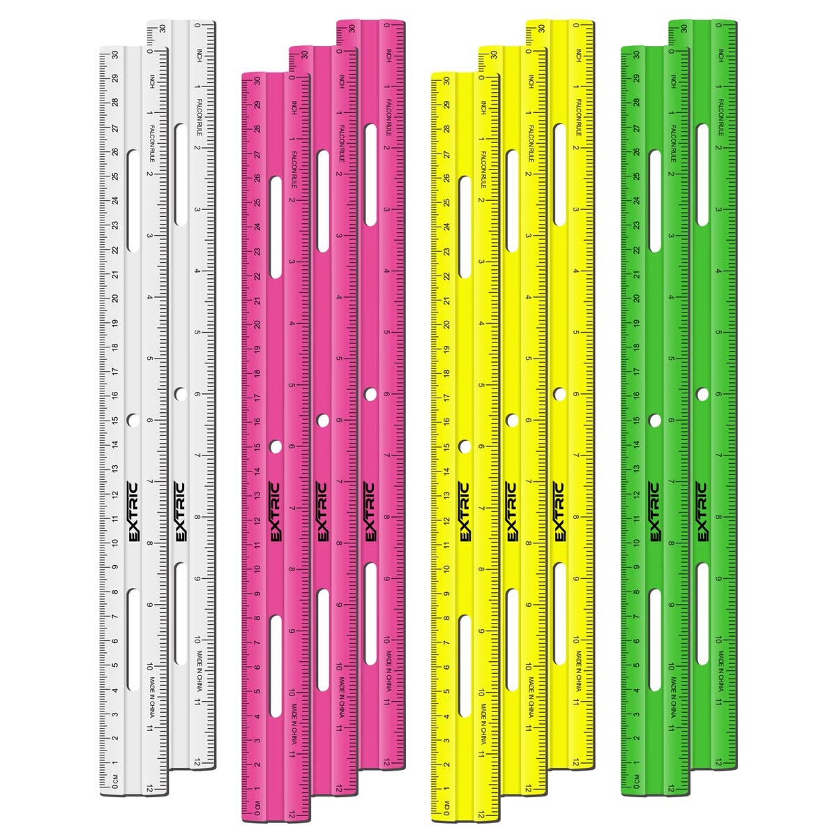 EXTRIC Ruler 12 Inch Clear Plastic Rulers 6 PK Classroom Set Metric Inch