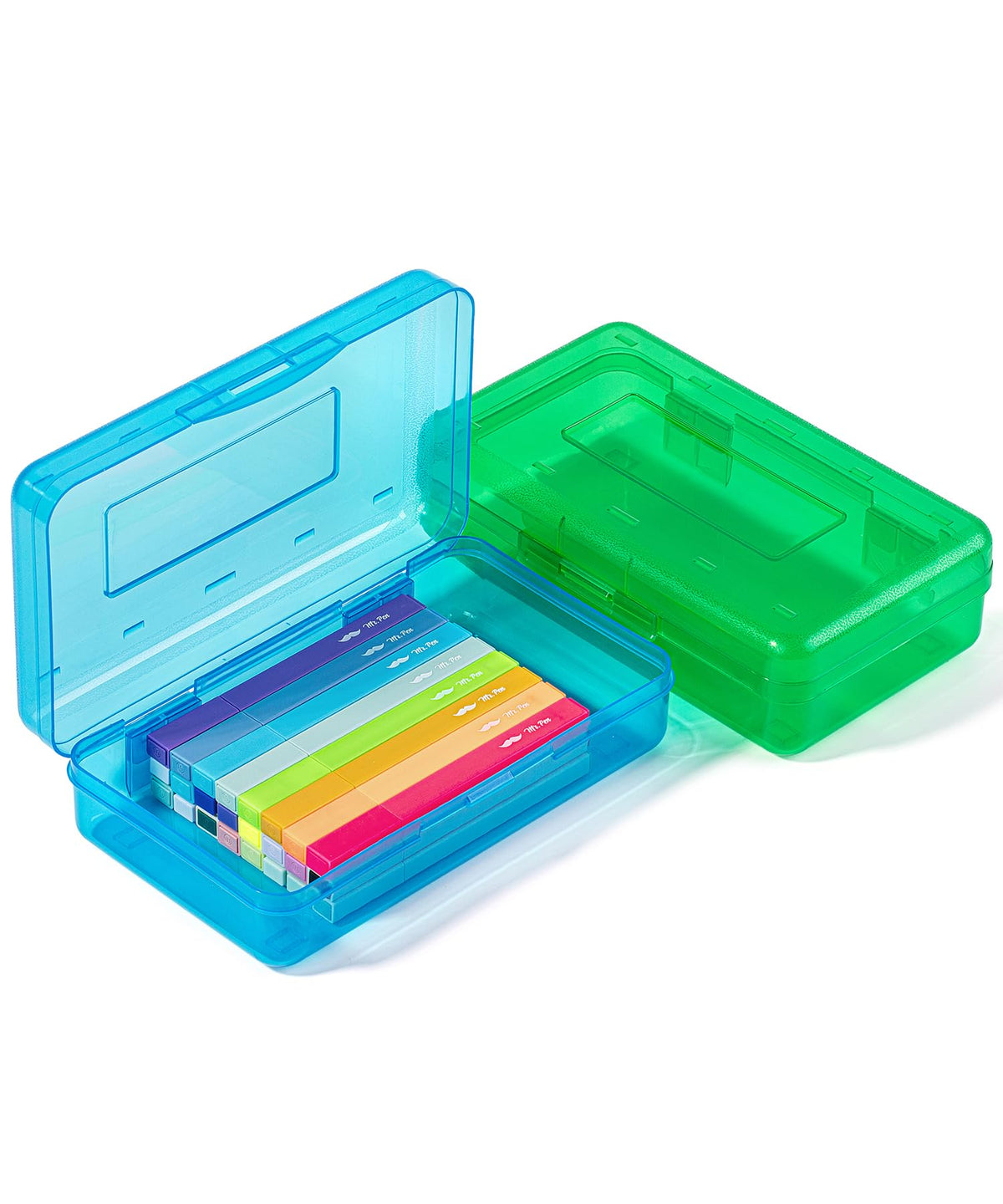 Mr. Pen- Plastic Pencil Case Box, 2 Pack, Large Crayon Marker Pen Organizer