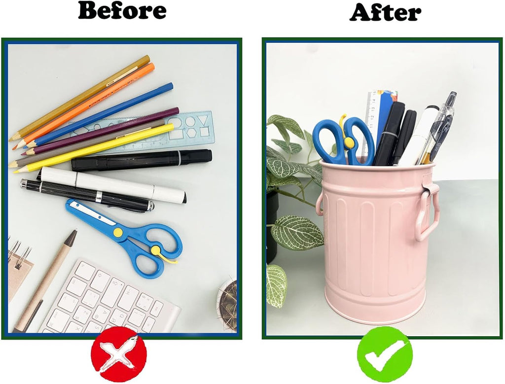 Desk Pen Holder, Metal Pencil Holder for Desk, Desk Organizer with Handle, Makeup Brush Holders, Pencil Cup, Desktop Storage Organizer for Office, School, Home (Pink)