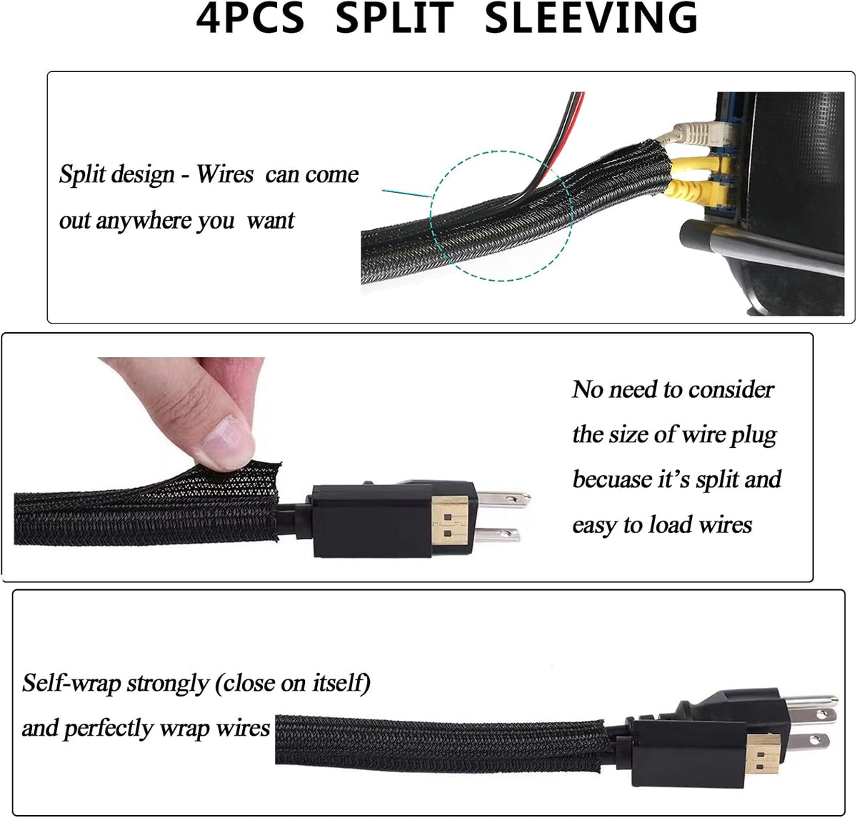 N NOROCME 192 PCS Cable Management Kit 4 Wire Organizer Sleeve