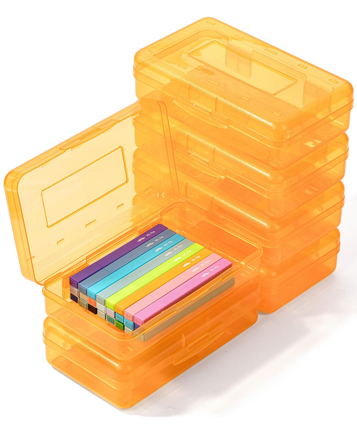 Mr. Pen- Plastic Pencil Case Box, 2 Pack, Large Crayon Marker Pen Organizer