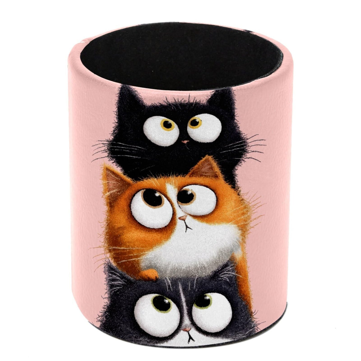 Vintage Owl and Flower Leather Pen Holder for Desk, Multifunctional Desktop Organizer Pencil Cup, Desktop Caddy Stationery Organizer for School Home Office Desk Accessories