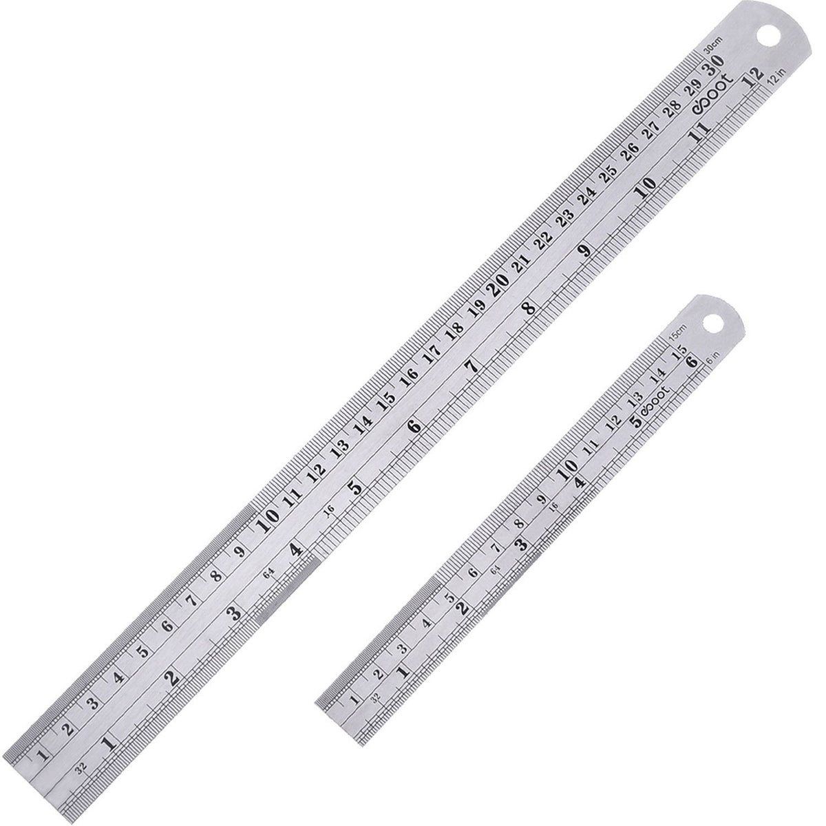 Stainless Steel Ruler and Metal Rule Kit with Conversion Table (Rose Red, 12 Inch, 6 Inch)