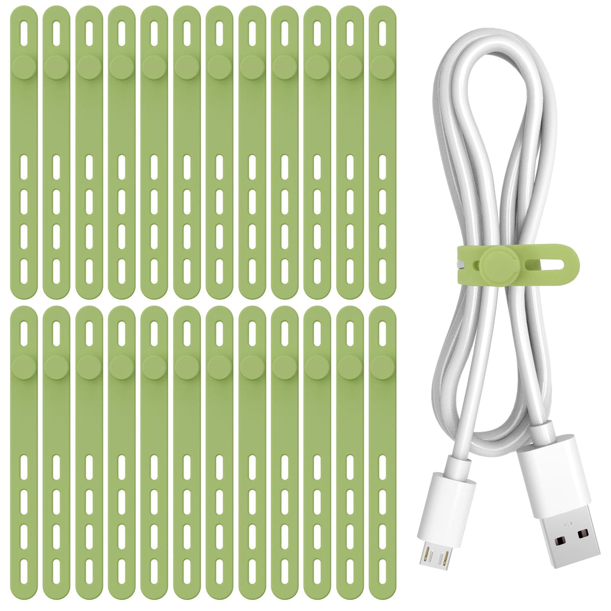 Donruby 24Pcs Silicone Cable Ties, Reusable Cord Organizer Straps, 4 Colors