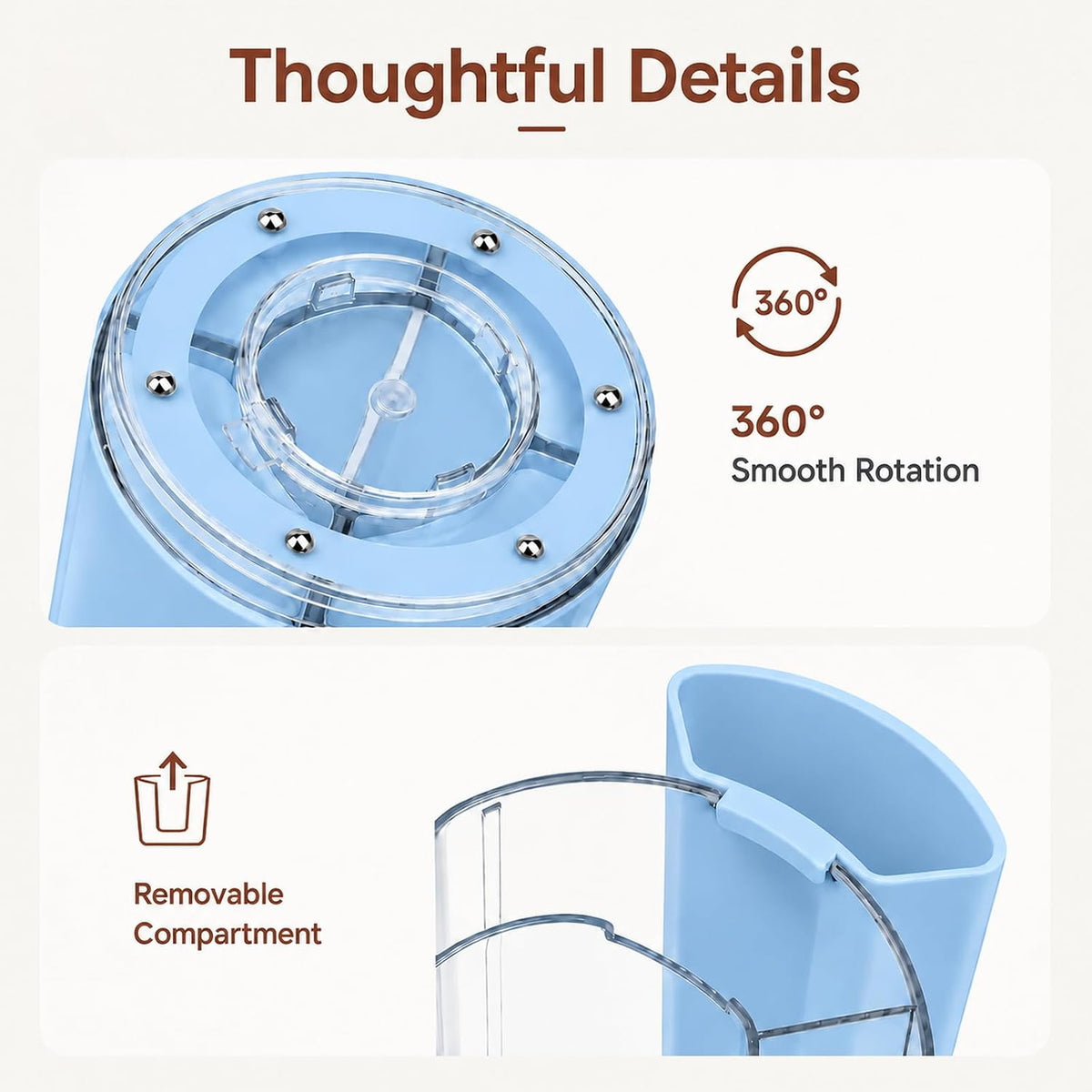 360° Rotating Pen Holder for Desk Adjustable Pencil Organizer, Blue