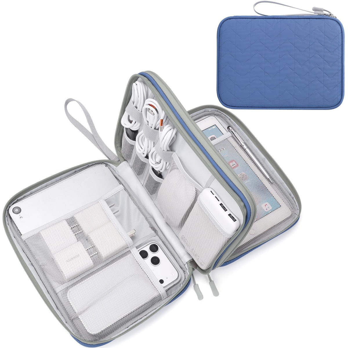 FYY Electronic Organizer, Travel Tech Pouch Bag, Cable Organizer Navy