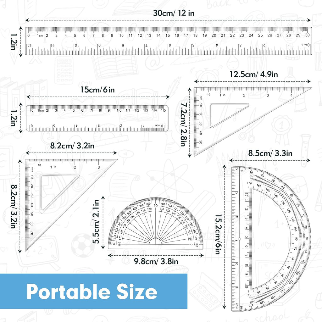 6 Piece Geometry Set, Professional Drafting Tools