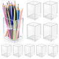 10 Pack Clear Acrylic Pen Holders For Desk, Pencil Cup Makeup Brush Holders