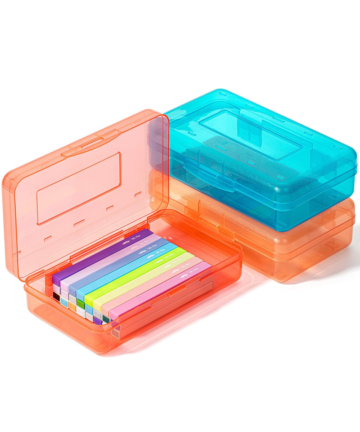 Mr. Pen- Plastic Pencil Case Box, 2 Pack, Large Crayon Marker Pen Organizer