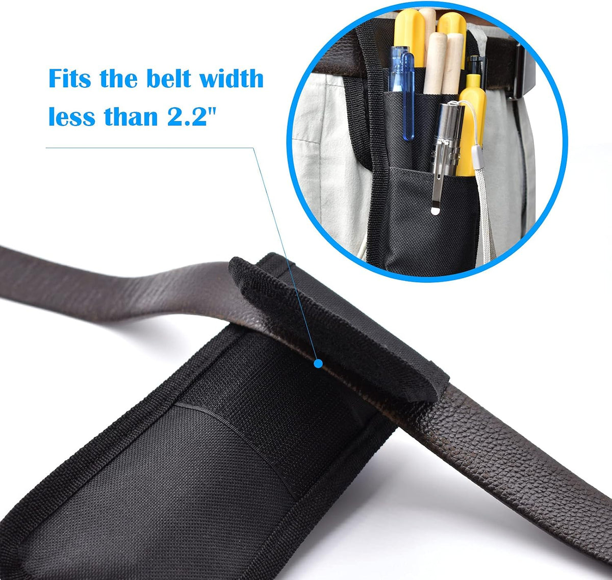 2 Pcs KATOLK Belt Pen Holder, Multifunctional Adjustable Tactical Pencil Pouch, Detachable Military Duty Pencil Sleeve Case, Can Hold Pens, Rulers and Scissors