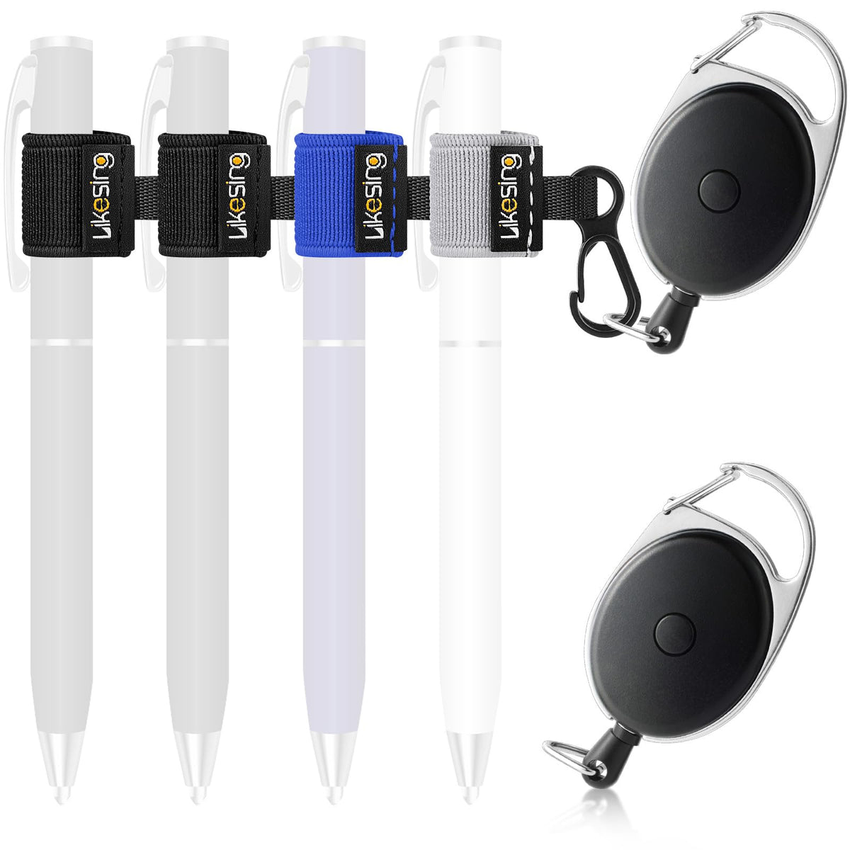 Likesing Retractable Pen Holder, 27.5" Reel Elastic Pen Leash(Light-Color)
