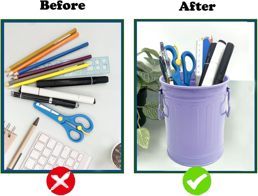 Desk Pen Holder, Metal Pencil Holder for Desk, Desk Organizer with Handle, Makeup Brush Holders, Pencil Cup, Desktop Storage Organizer for Office, School, Home (Purple)