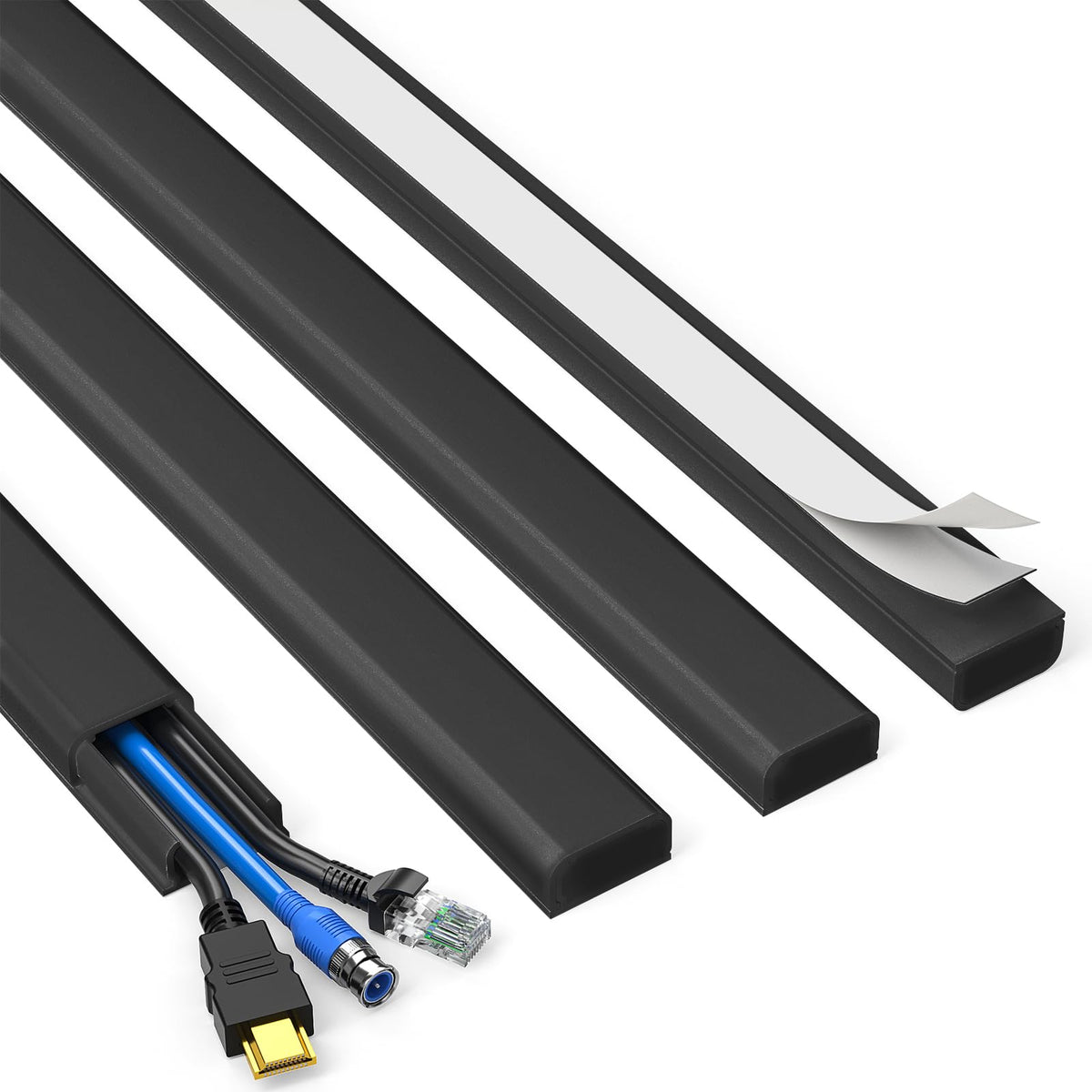 Delamu TV Cord Hider, Cord Covers for 2-3 Wires on Wall, Paintable Cable Hider Wire Covers for Cords, Easier Setup Wire Hiders for TV on Wall, Cable Cover Management to Hide Wires, W0.94H0.47in, White