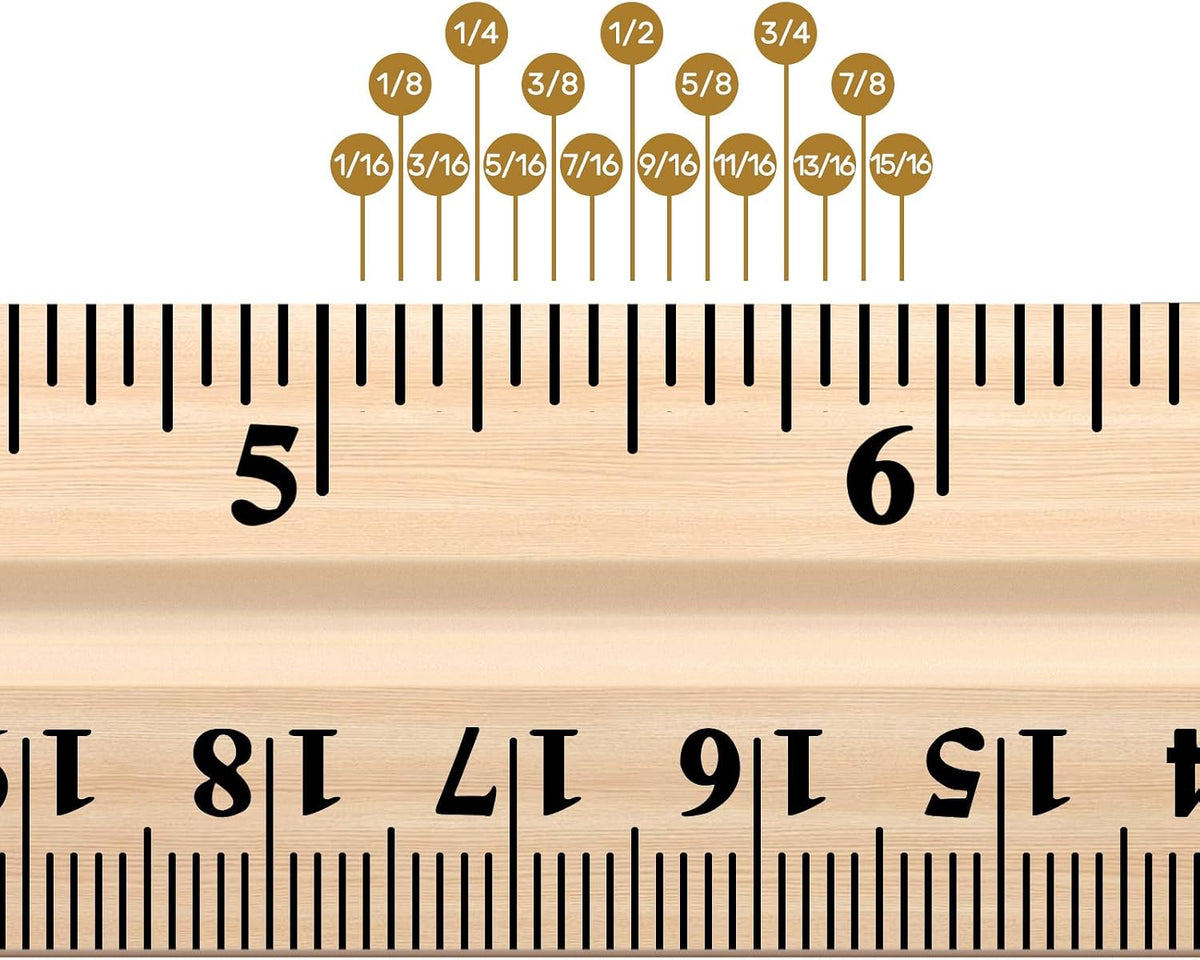 AmazingSpark 12 Pack Wood Rulers Dual Scale Student Ruler 12 Inch/30 cm