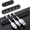 SOULWIT 3 Pcs Silicone USB Cable Holder Clips, Self Adhesive - Black