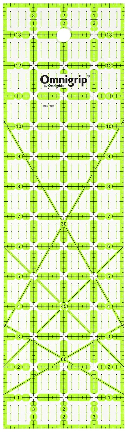 Omnigrip Non-Slip Rectangle Quilting Ruler, Cuts Two -1/2" x 12-1/2" Fabric