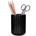 Ceramic Pen Holder with Vertical Groove Design, Desk Pen Pencil Cup for Office, Multipurpose Ceramic Cup for Pens, Pencils, Makeup Brushes, Small Ceramic Vase, Fish Belly White Fluted Surface