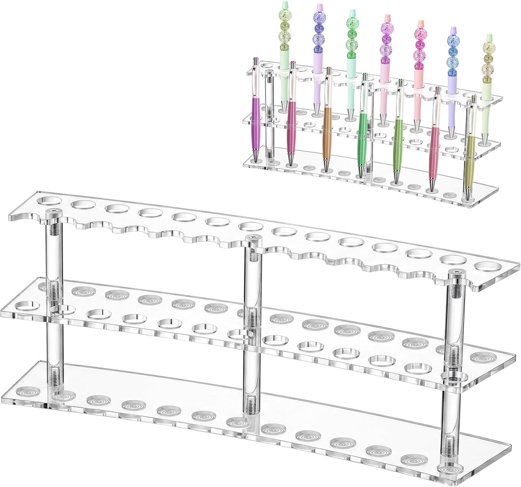Zourane Acrylic Pen Display Stand, 2-Tier 27 Slots 1.5cm Wide Pen Holder