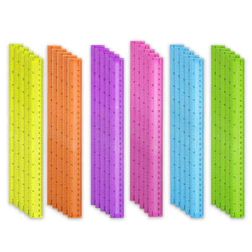 30 Pack Clear Plastic Rulers 12 Inch, Transparent Bulk Rulers for Classroom