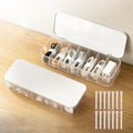 PAVSTINE Cable Organizer Storage Box with Lid, 7 Wire Ties, White