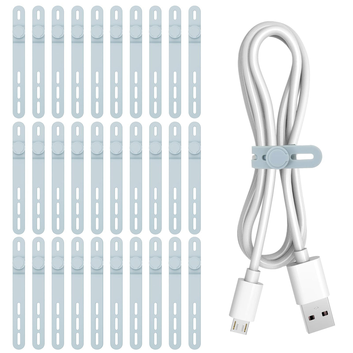 Donruby 24Pcs Silicone Cable Ties, Reusable Cord Organizer Straps, 4 Colors