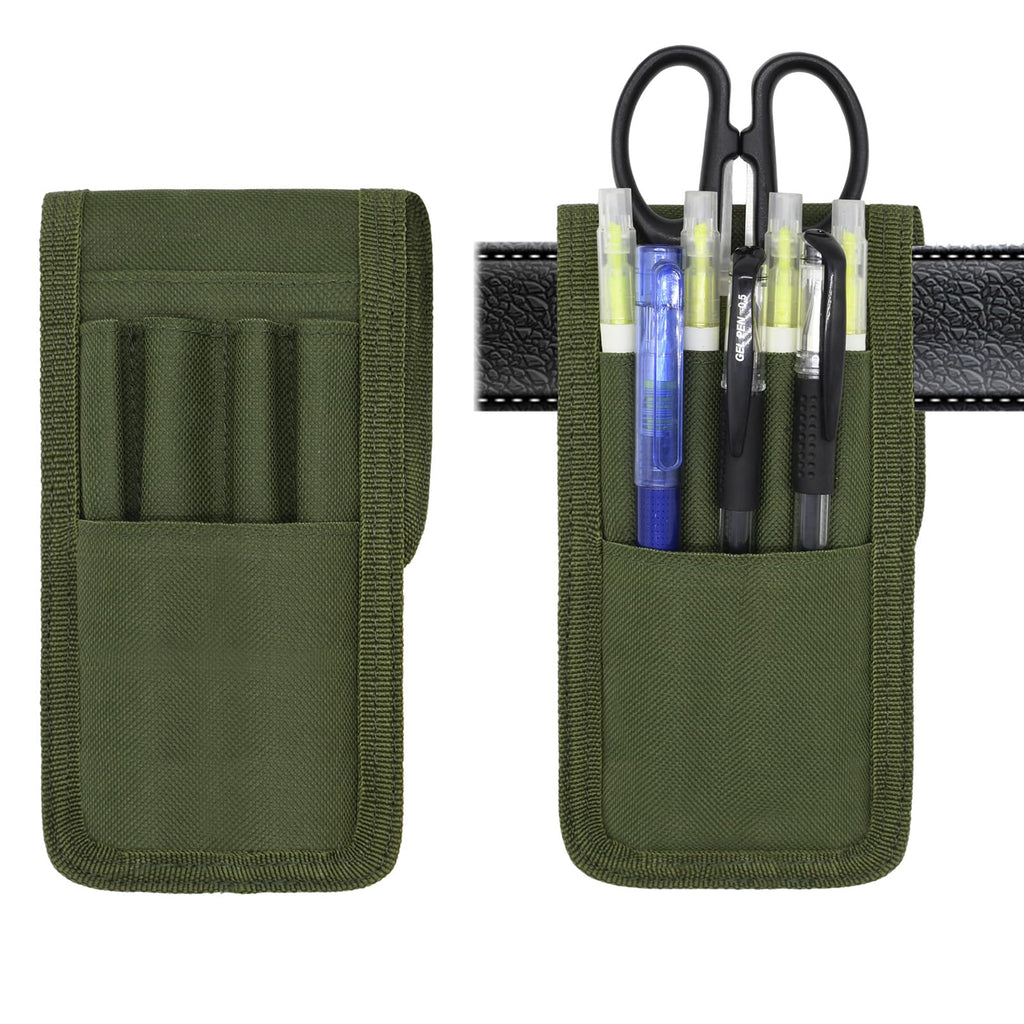 2 Pcs KATOLK Belt Pen Holder, Multifunctional Adjustable Tactical Pencil Pouch, Detachable Military Duty Pencil Sleeve Case, Can Hold Pens, Rulers and Scissors