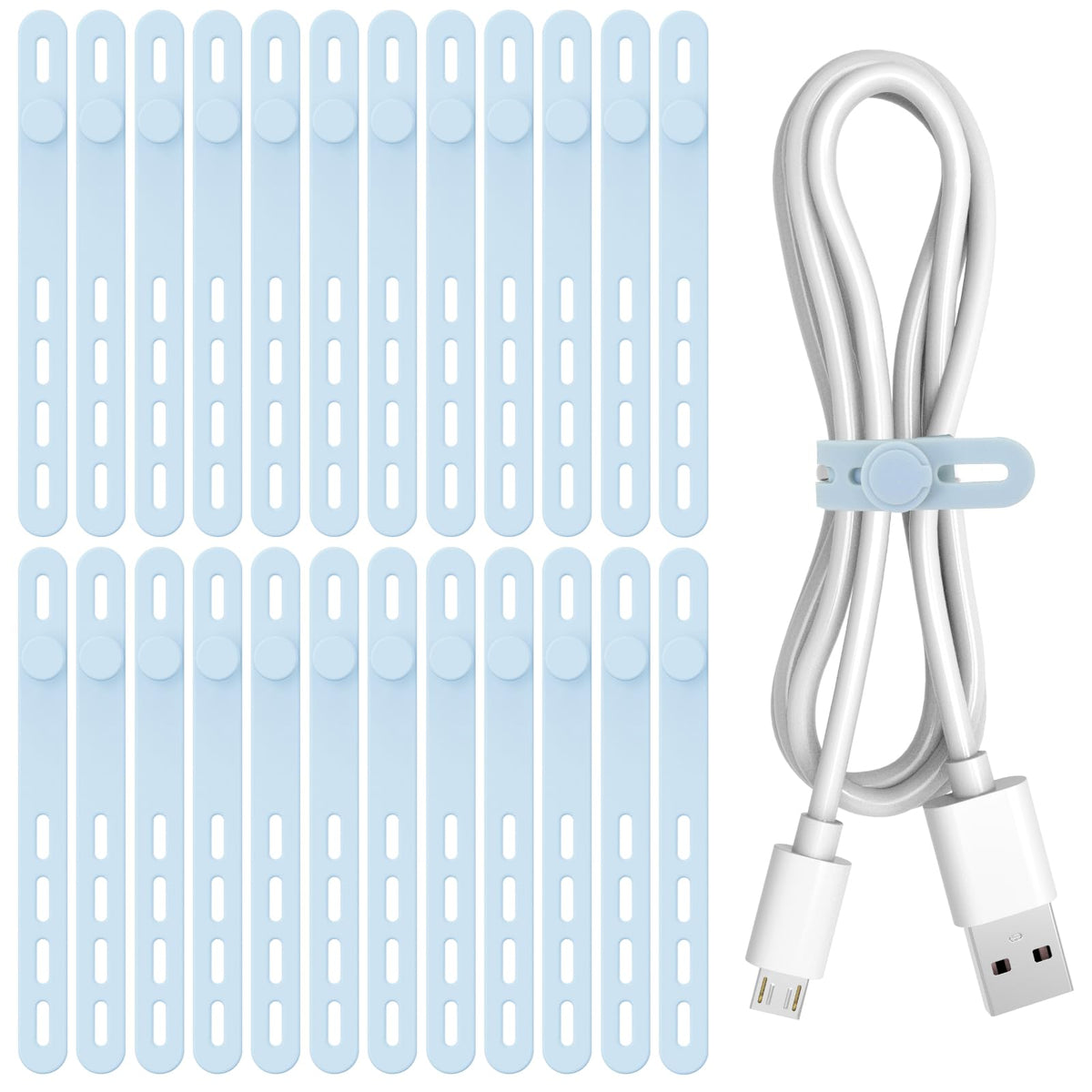 Donruby 24Pcs Silicone Cable Ties, Reusable Cord Organizer Straps, 4 Colors