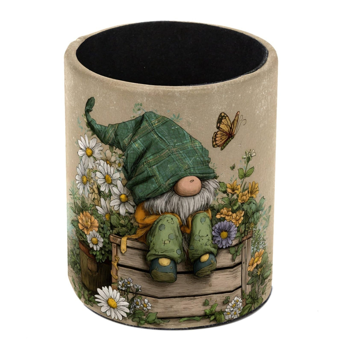 Vintage Owl and Flower Leather Pen Holder for Desk, Multifunctional Desktop Organizer Pencil Cup, Desktop Caddy Stationery Organizer for School Home Office Desk Accessories