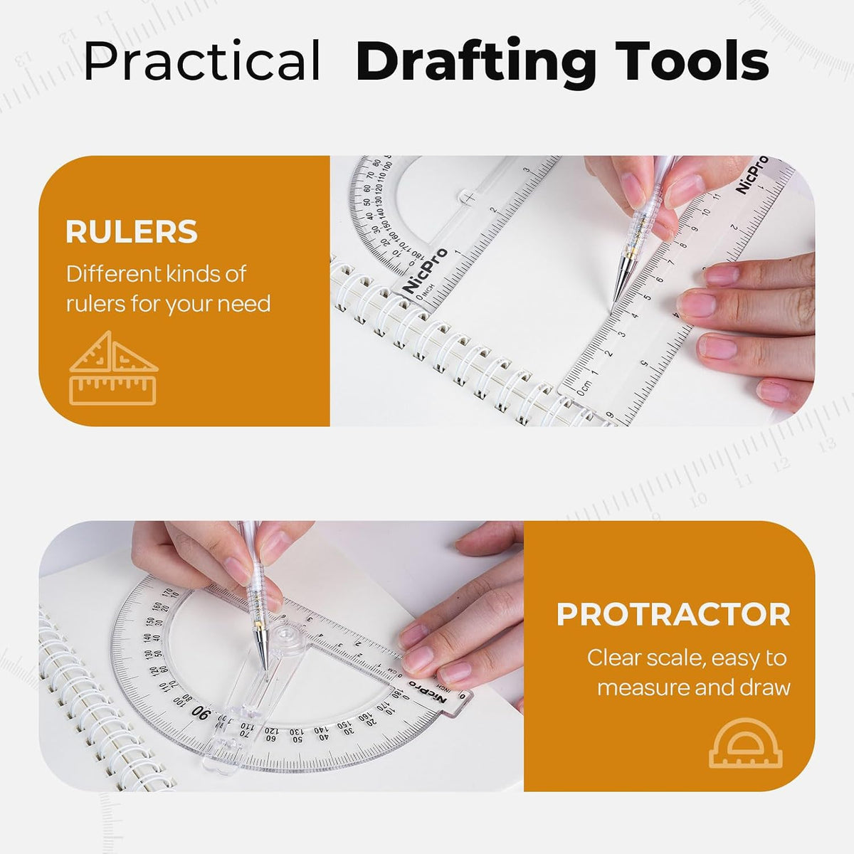 Nicpro 22 PCS Compass Geometry Tools with Case, Drafting Tool Geometry Set
