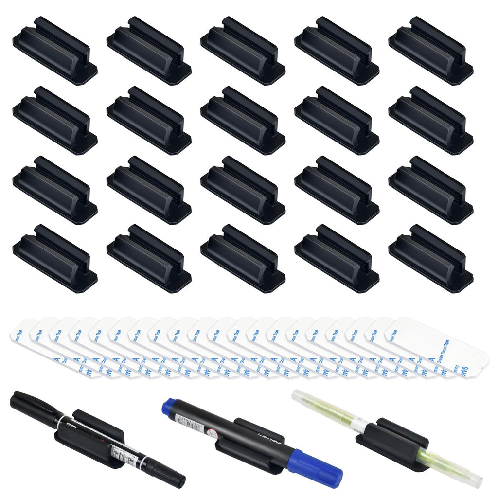 20 Pack Colorful Adhesive Silicone Pen Holders Pencil/Marker Clips For Desk