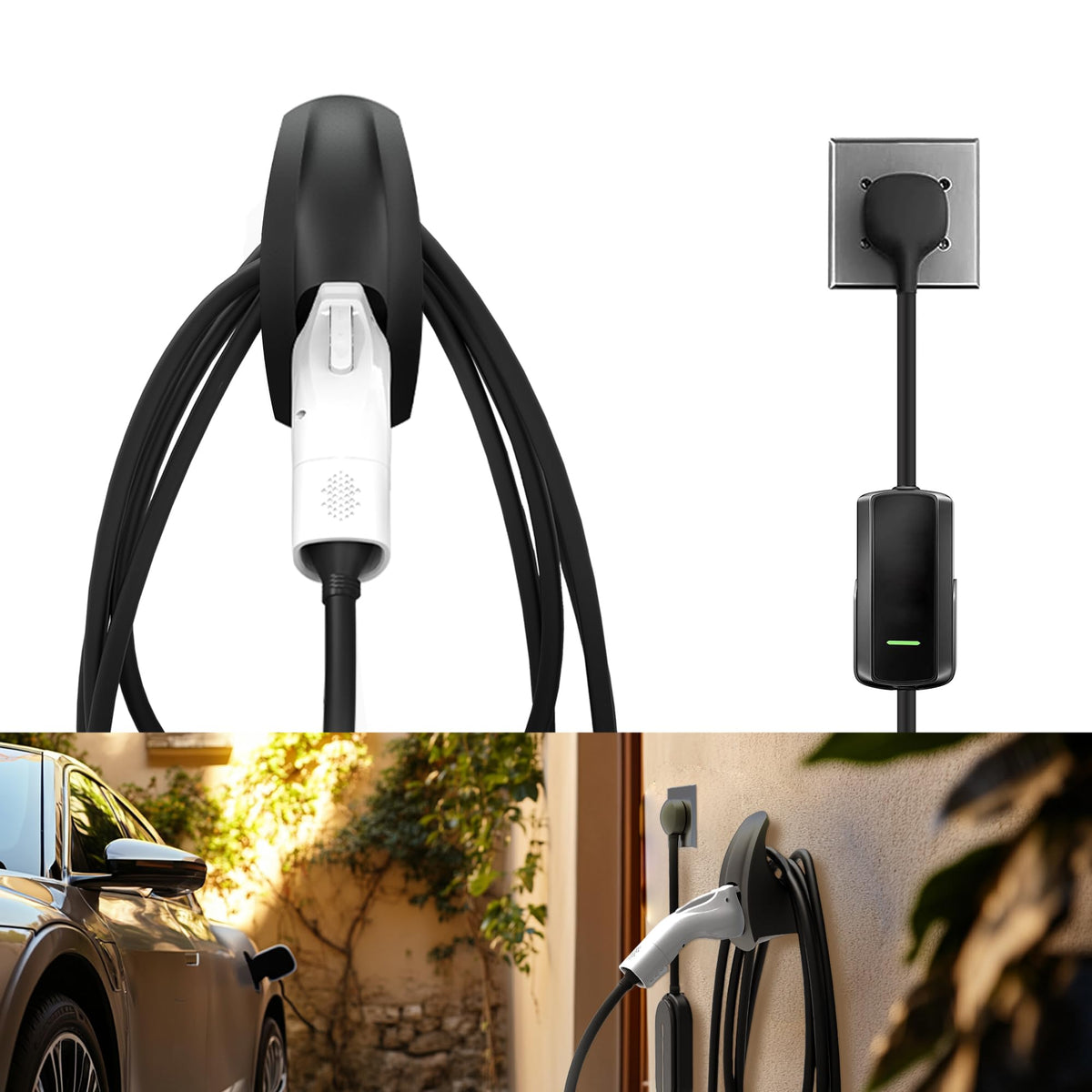 SEVEN SPARTA Charging Cable Holder Wall Mount for Tesla Charger, Black