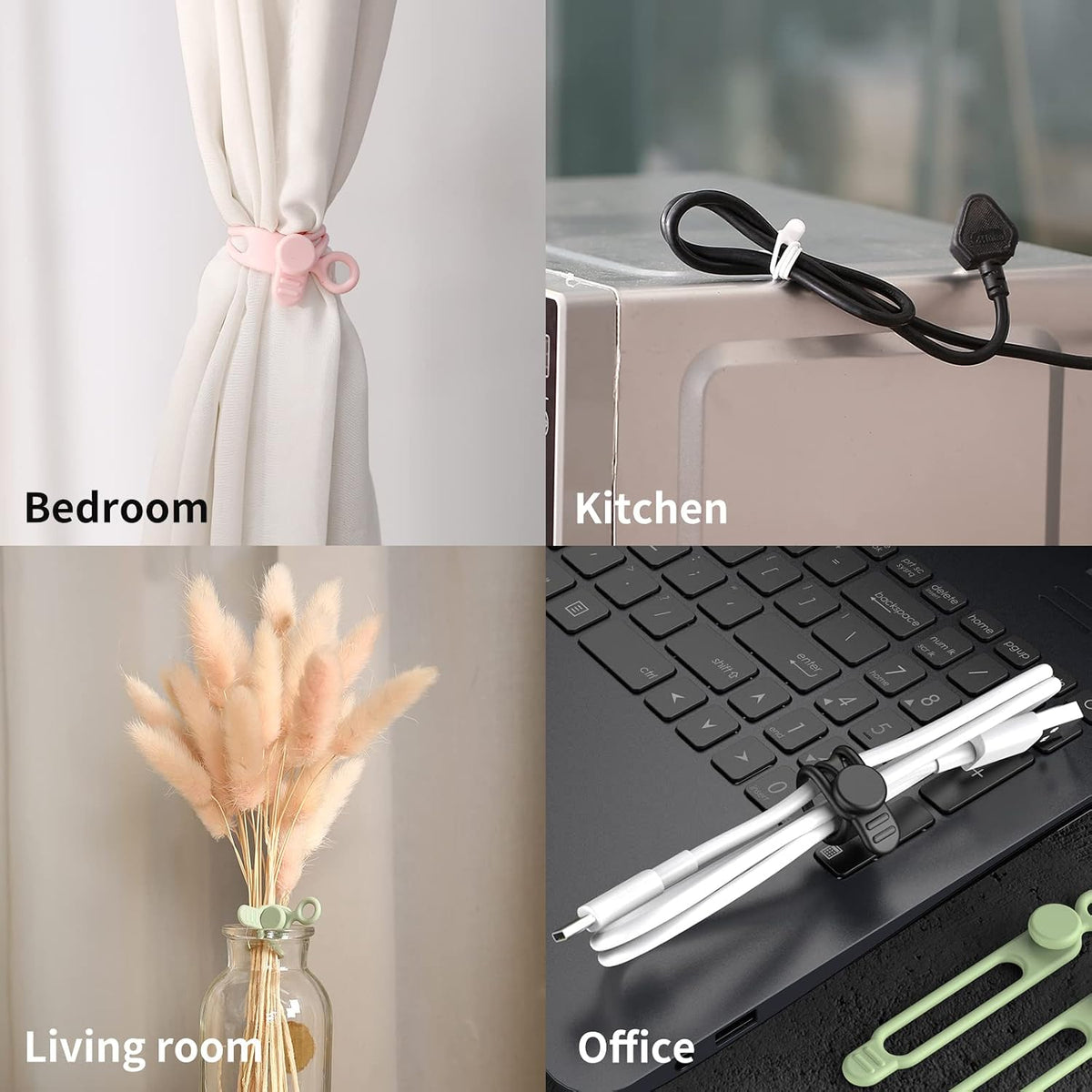 UMUST 20Pcs Silicone Cable Ties, Cable Management Cord Organizer Multicolor