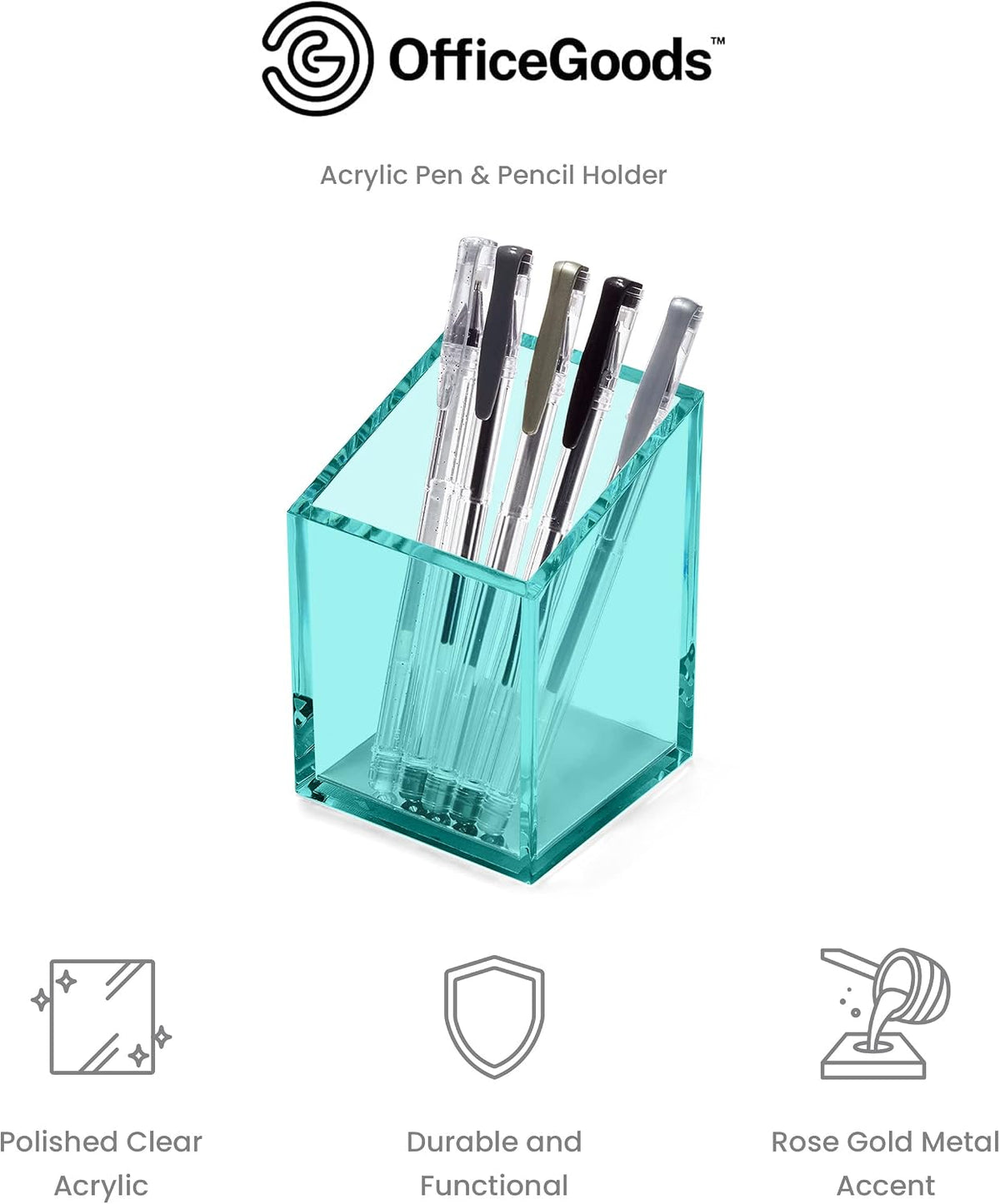 OfficeGoods Acrylic Pen and Pencil Holder, Green