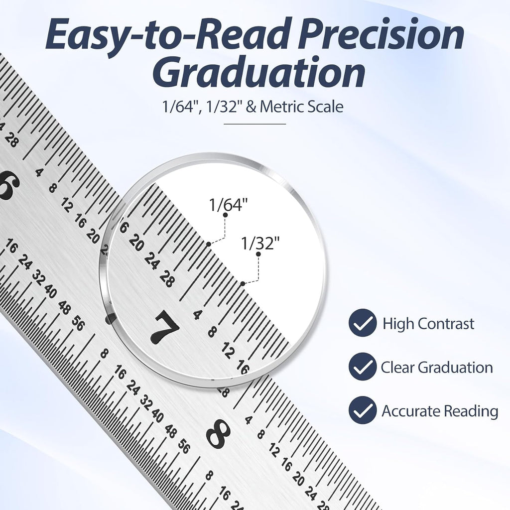 Eboot 2 Pcs Stainless Steel Ruler for Machinist Engineer, 10 Inch