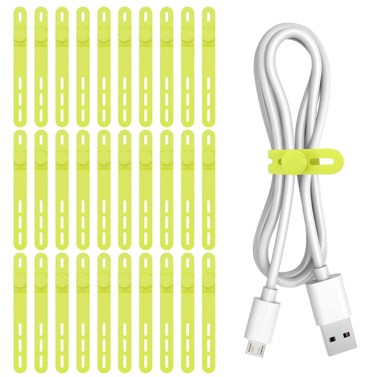 Donruby 24Pcs Silicone Cable Ties, Reusable Cord Organizer Straps, 4 Colors
