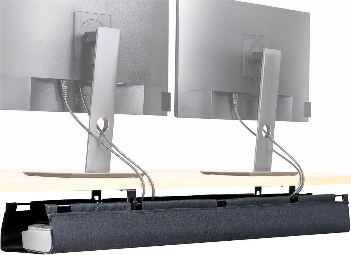 VIVO Black Screw-on 47 in Fabric Cable Management Tray, DESK-AC47F-S