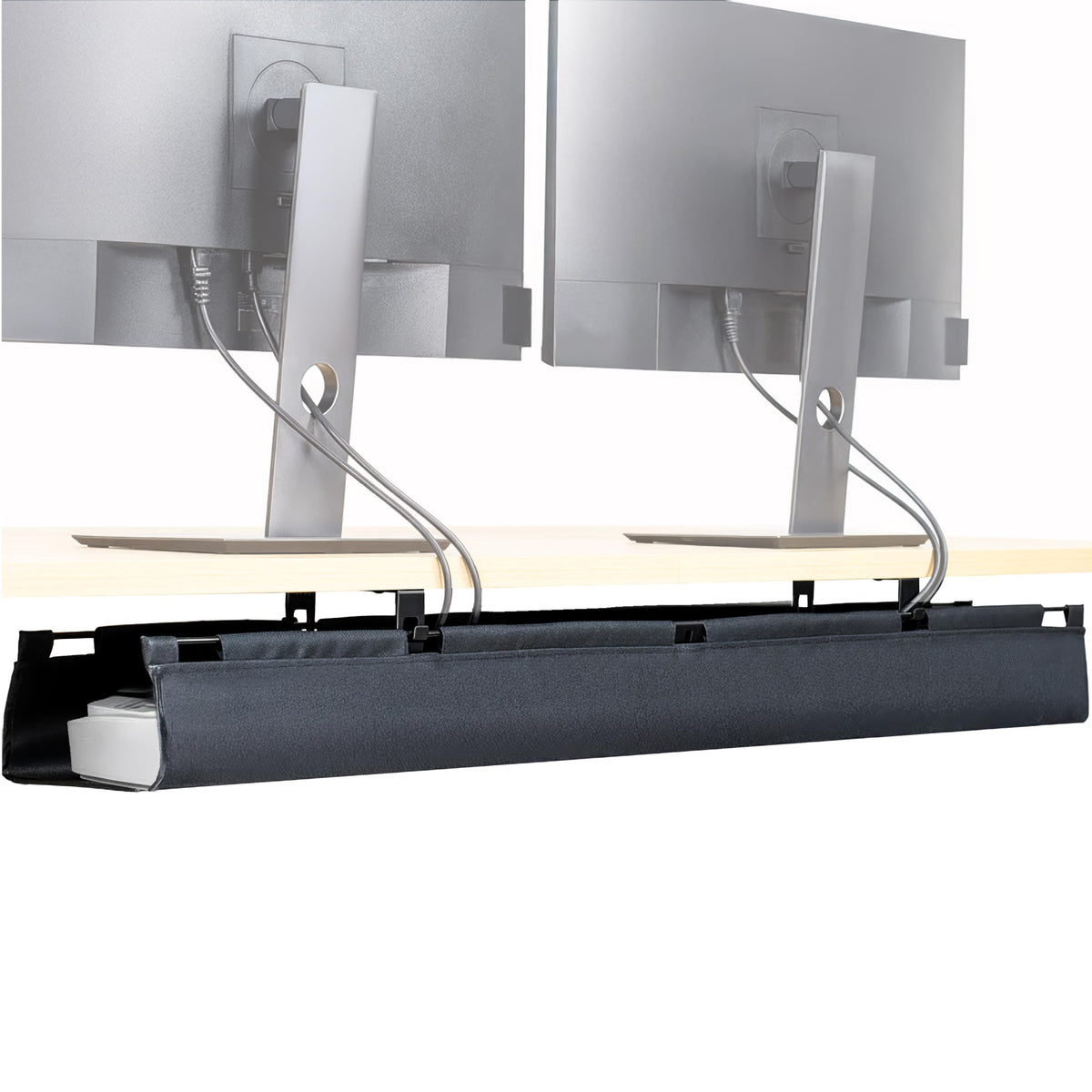 VIVO Black Screw-on 47 in Fabric Cable Management Tray, DESK-AC47F-S