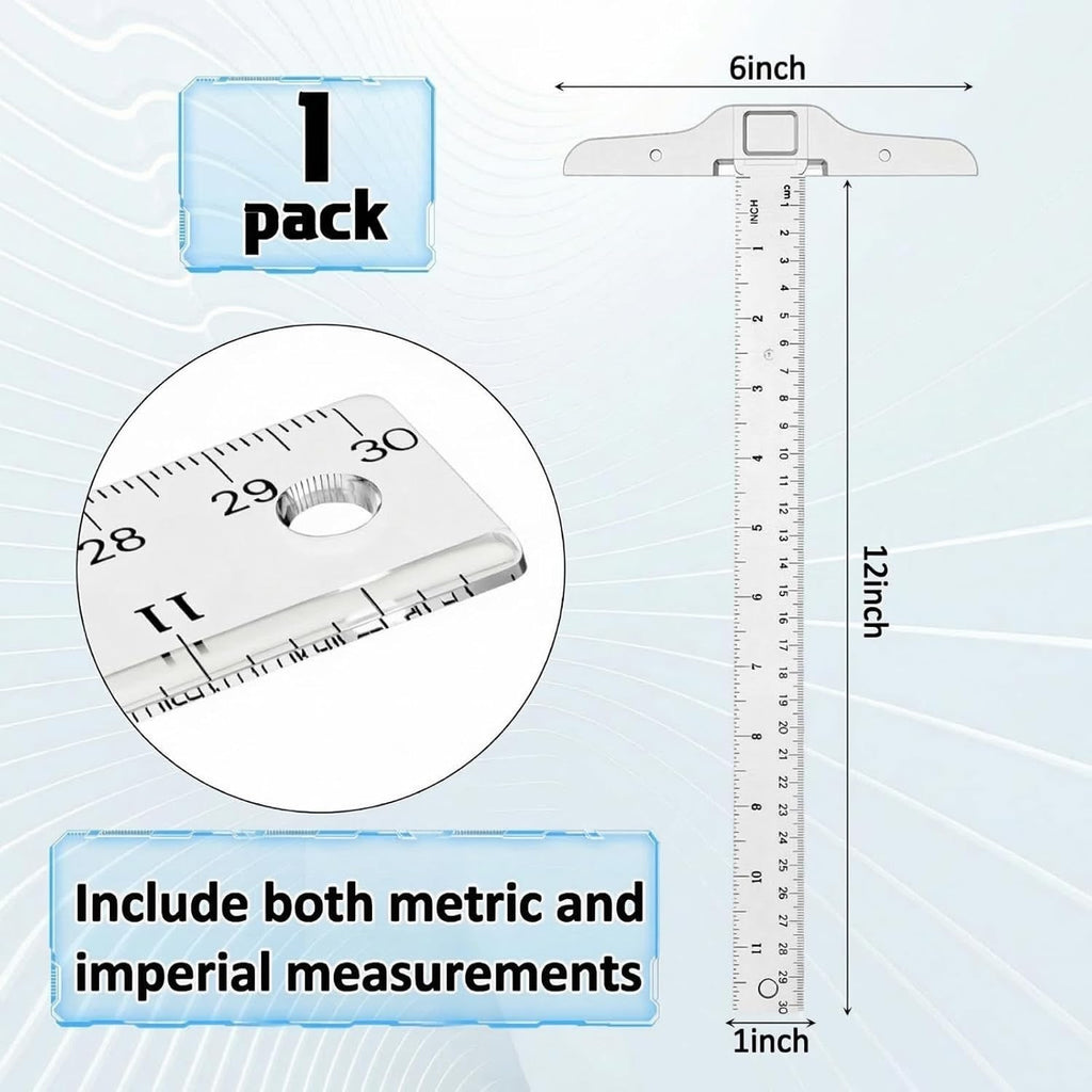 Pangda 1 Pcs 12 Inch T-Square Ruler Plastic for Drafting Drawing
