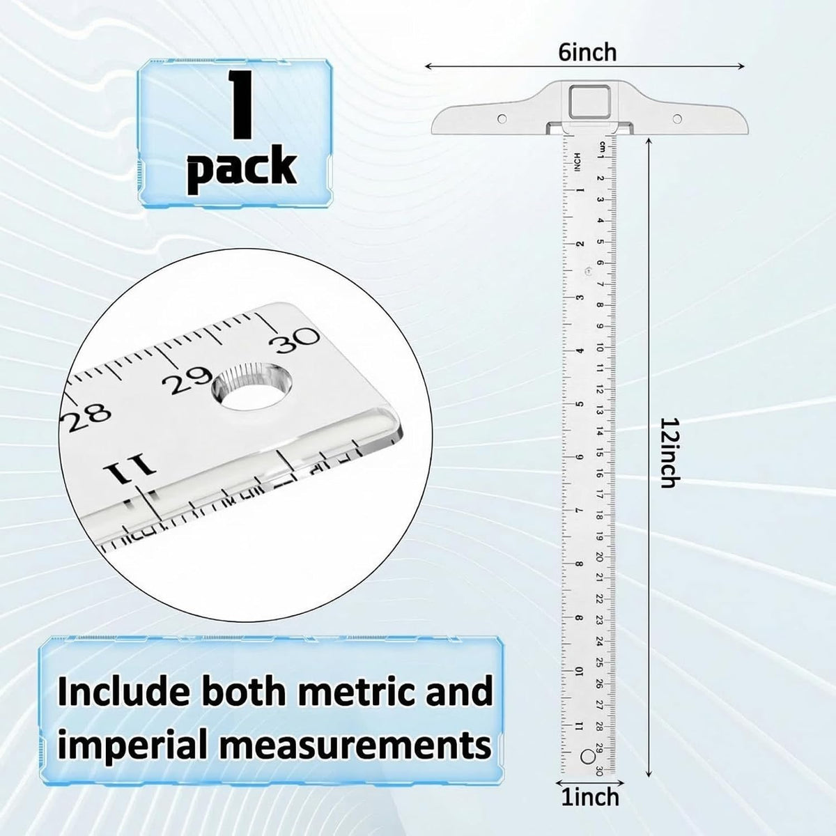 Pangda 1 Pcs 12 Inch T-Square Ruler Plastic for Drafting Drawing