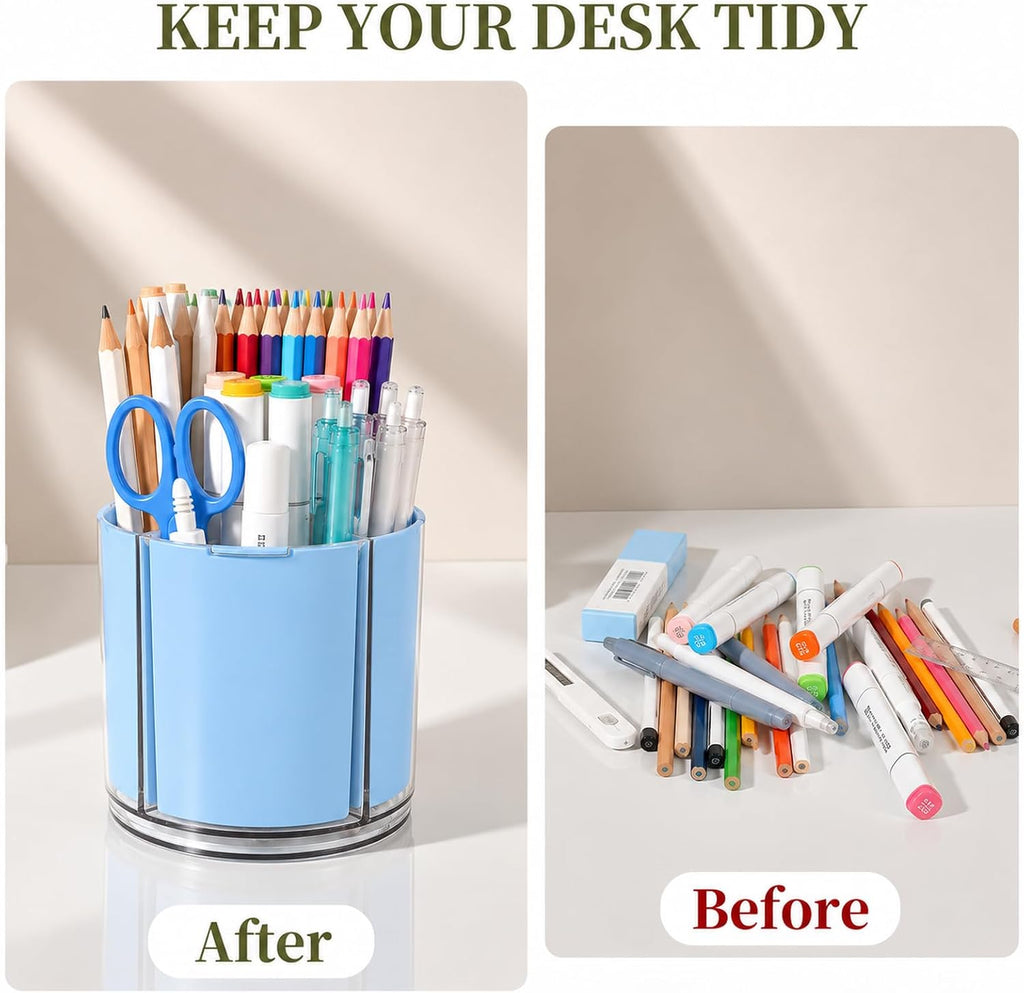 360° Rotating Pen Holder for Desk Adjustable Pencil Organizer, Blue