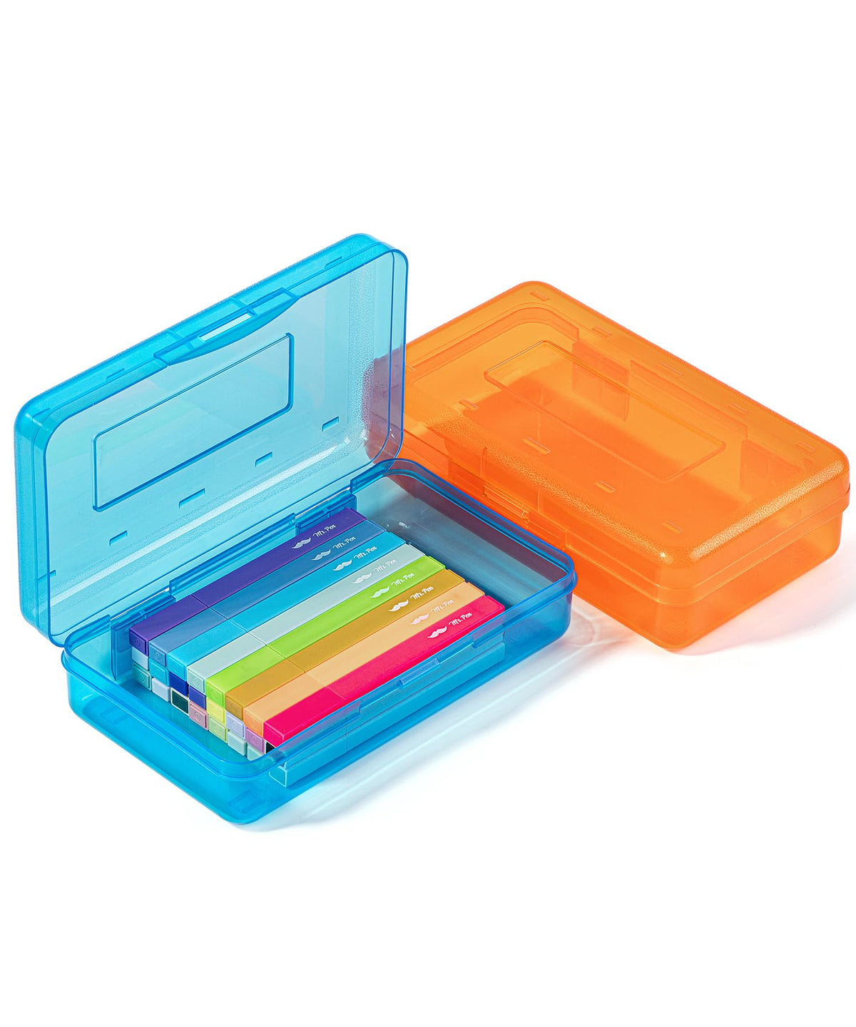 Mr. Pen- Plastic Pencil Case Box, 2 Pack, Large Crayon Marker Pen Organizer