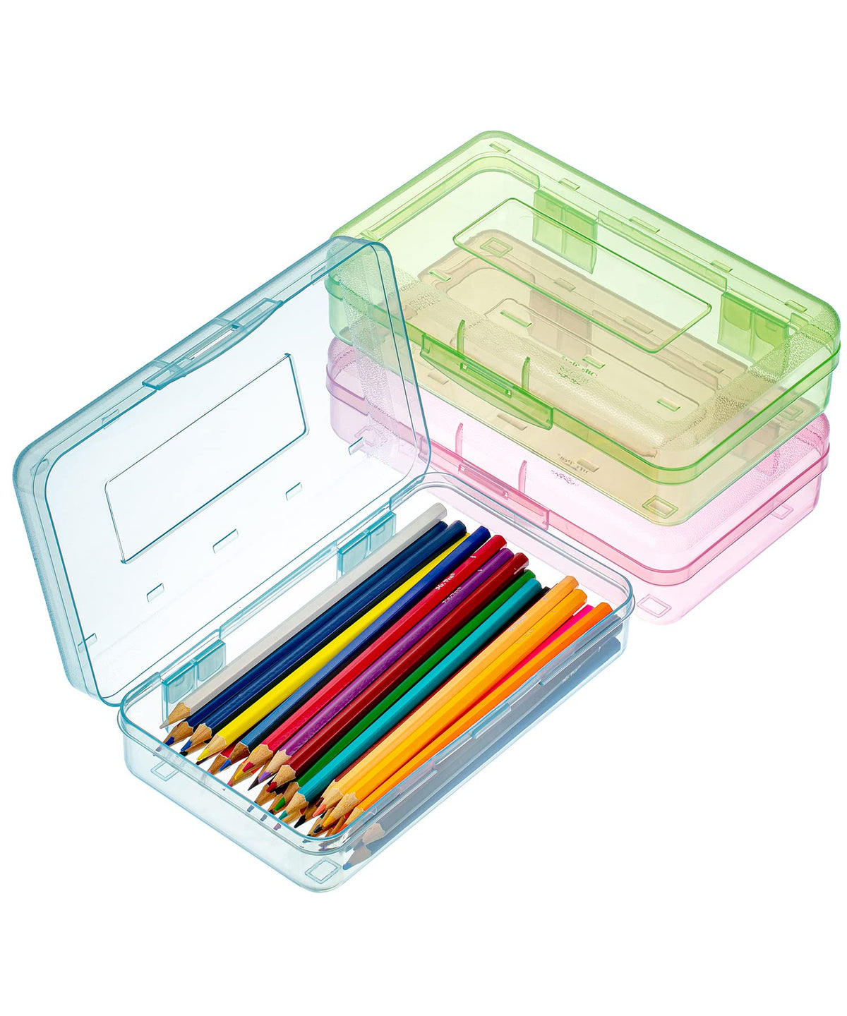 Mr. Pen- Plastic Pencil Case Box, 2 Pack, Large Crayon Marker Pen Organizer