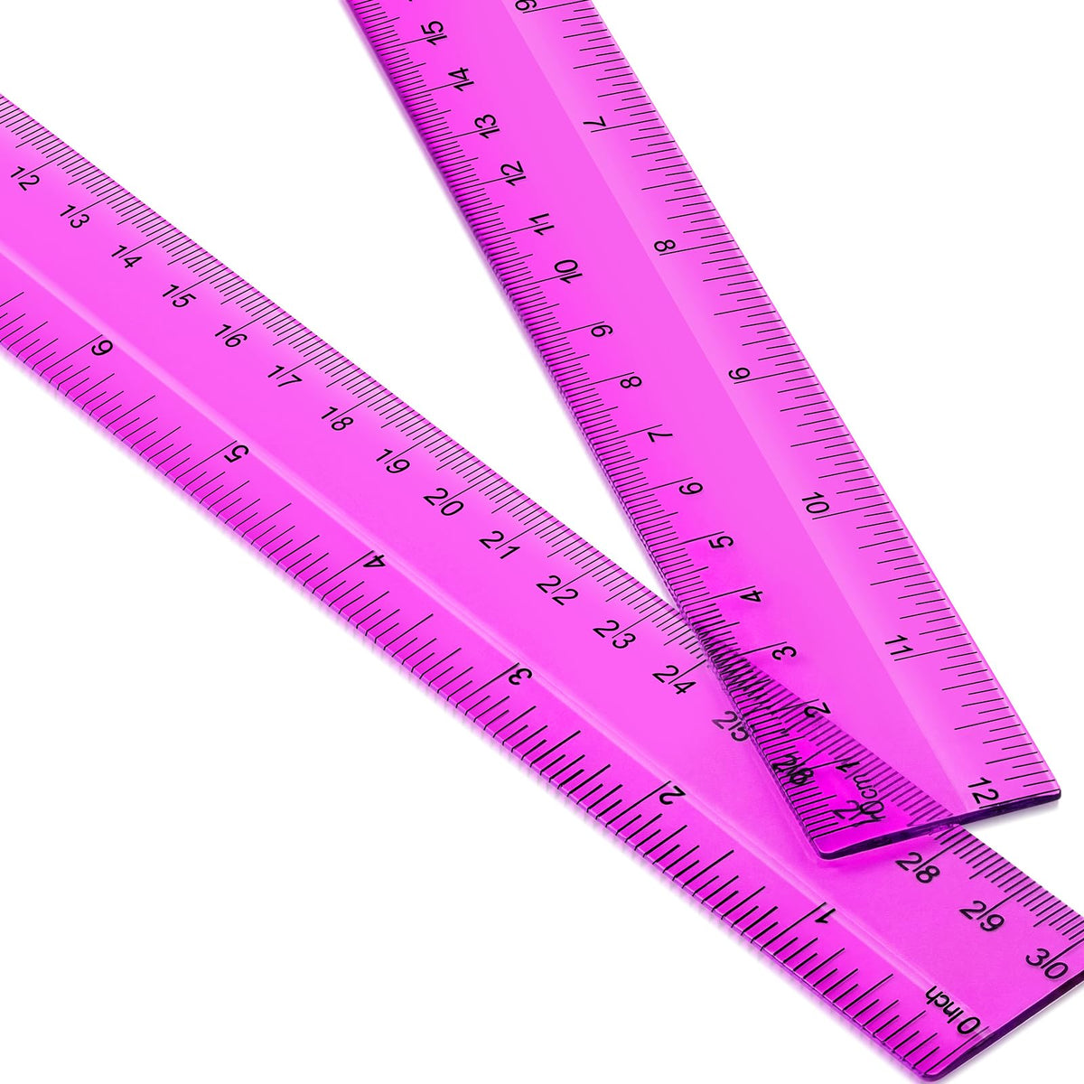 EBOOT 2 Pack Plastic Ruler Straight Clear Measuring Tool, Purple, 12 Inch