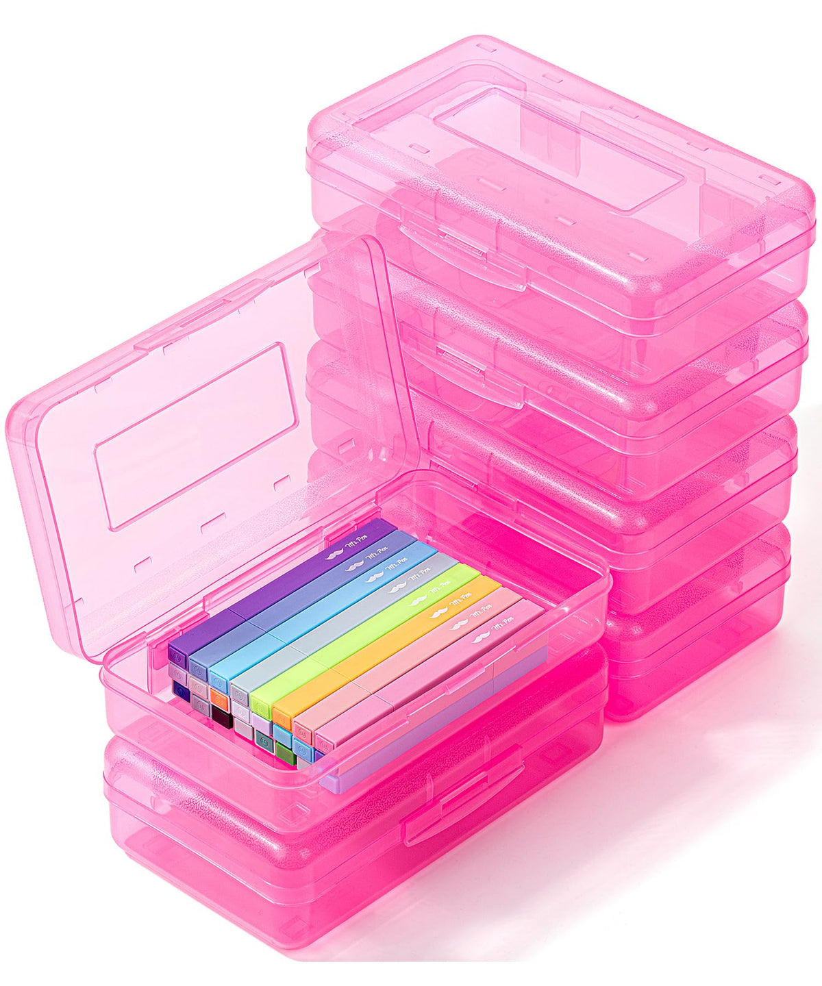 Mr. Pen- Plastic Pencil Case Box, 2 Pack, Large Crayon Marker Pen Organizer
