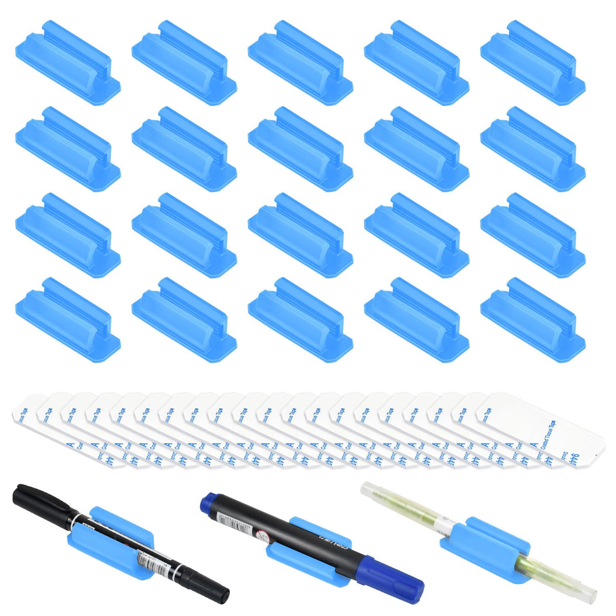 20 Pack Colorful Adhesive Silicone Pen Holders Pencil/Marker Clips For Desk