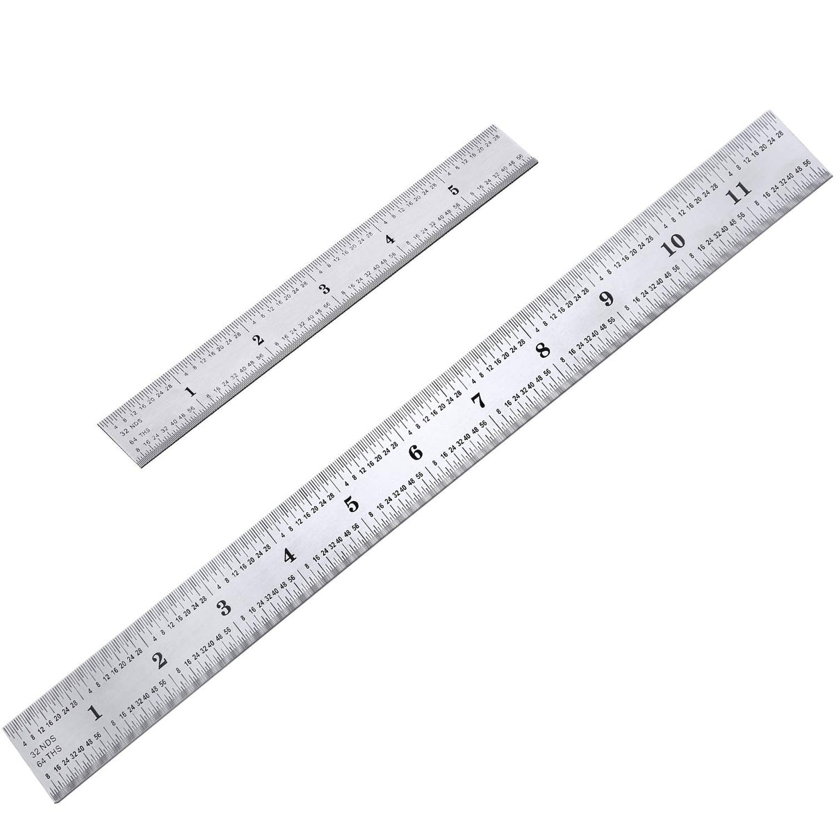 2 Pack Stainless Steel Ruler Machinist Engineer Metric Ruler with Markings 1/8, 1/16, 1/32, 1/64 Inch for Engineering, School, Office, Architect, and Drawing
