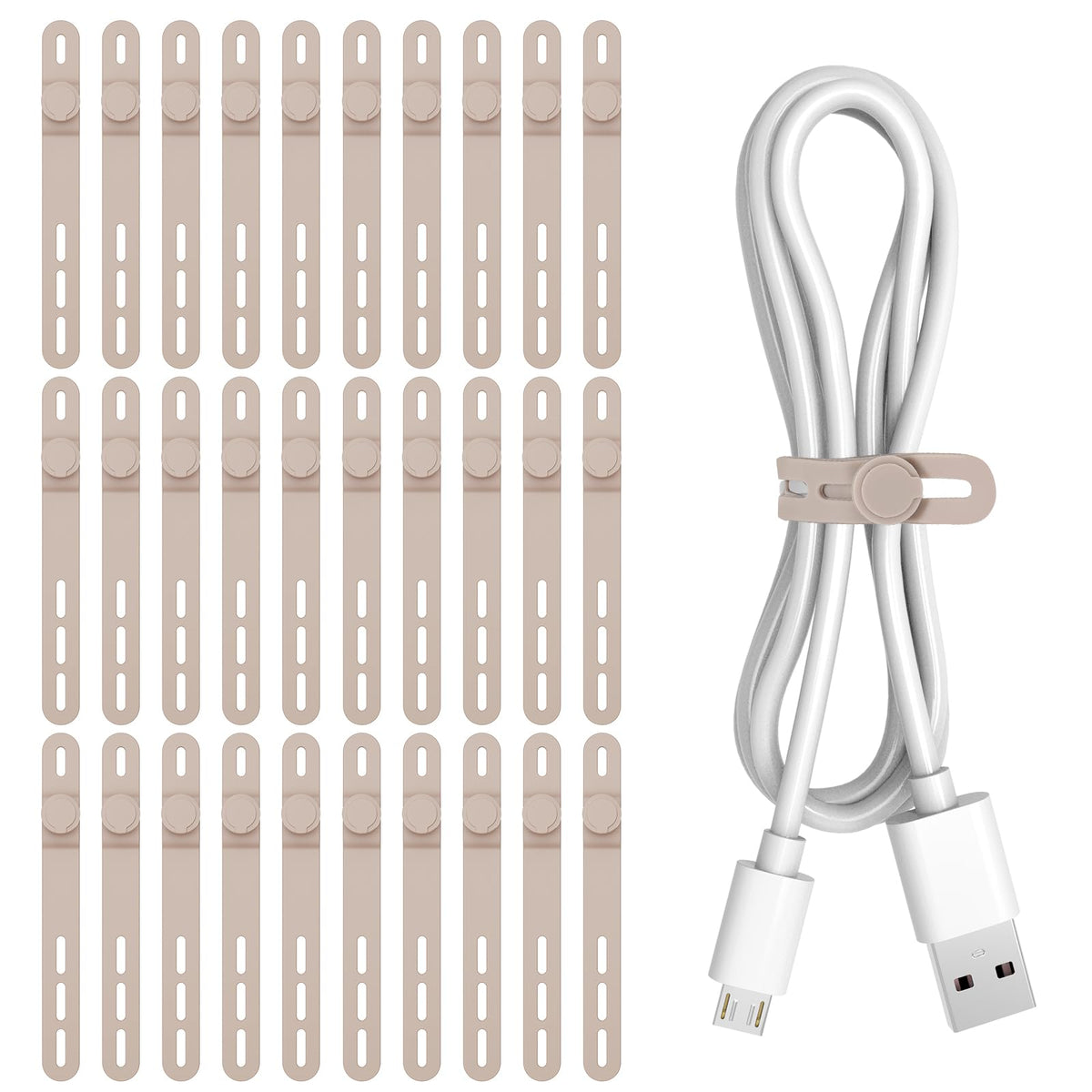 Donruby 24Pcs Silicone Cable Ties, Reusable Cord Organizer Straps, 4 Colors