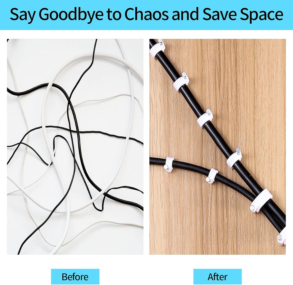 Abnii Cable Nails Clips, 400 Pcs, 4mm 6mm 8mm 10mm, Wire Wall Clips, White
